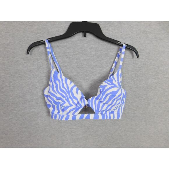 Shade & Shore Bikini Top 34D Purple White Zebra Print Underwire Padded Cups - Picture 1 of 6